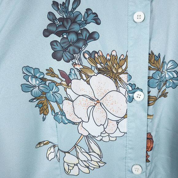 Misslook Maxi Dress Floral Blue Button Down Size XL Cottagecore - Picture 8 of 12